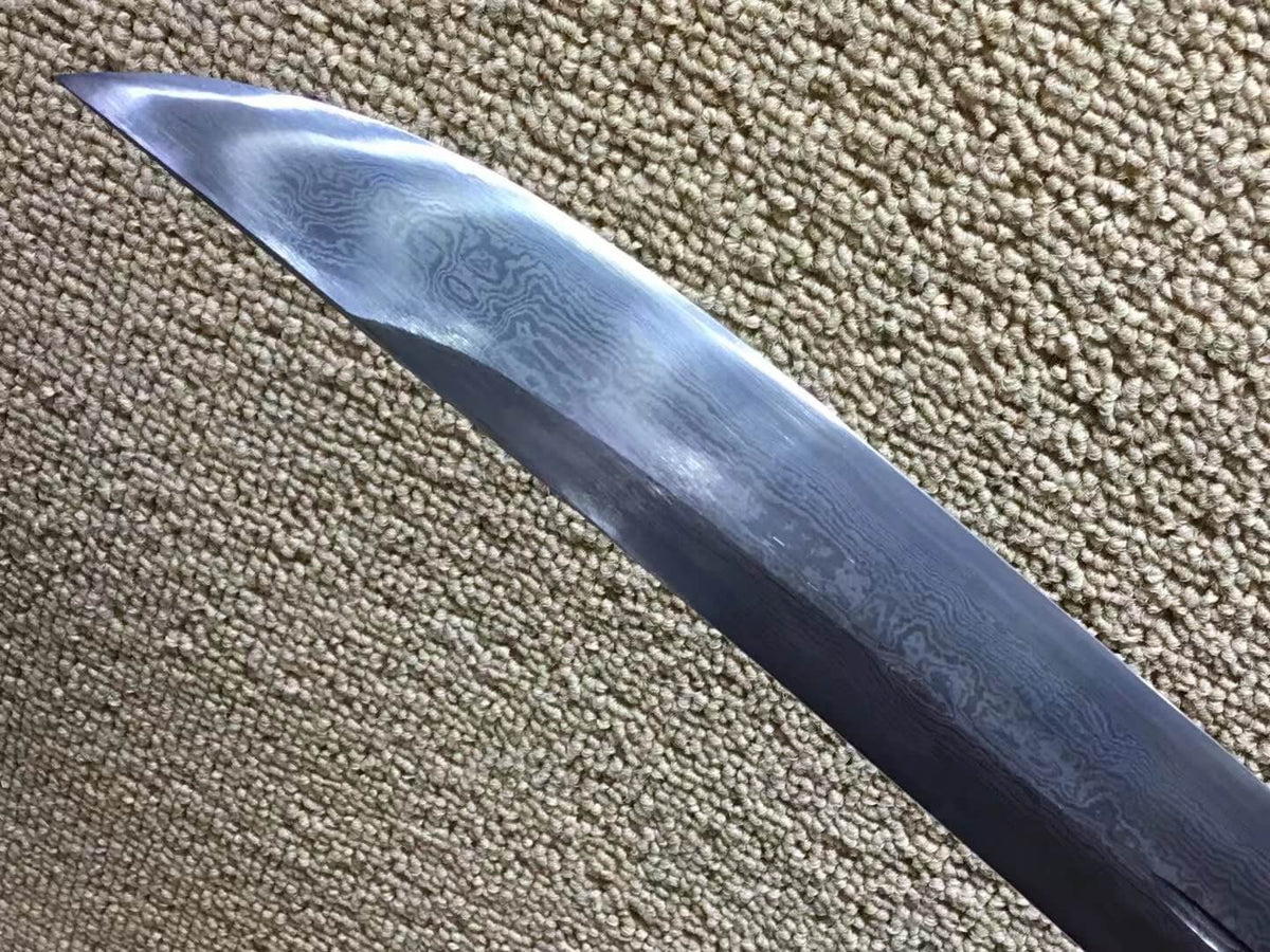 Cut horse broadsword(Damascus steel,Black wood scabbard,Alloy fittings)Length 42" - Chinese sword shop