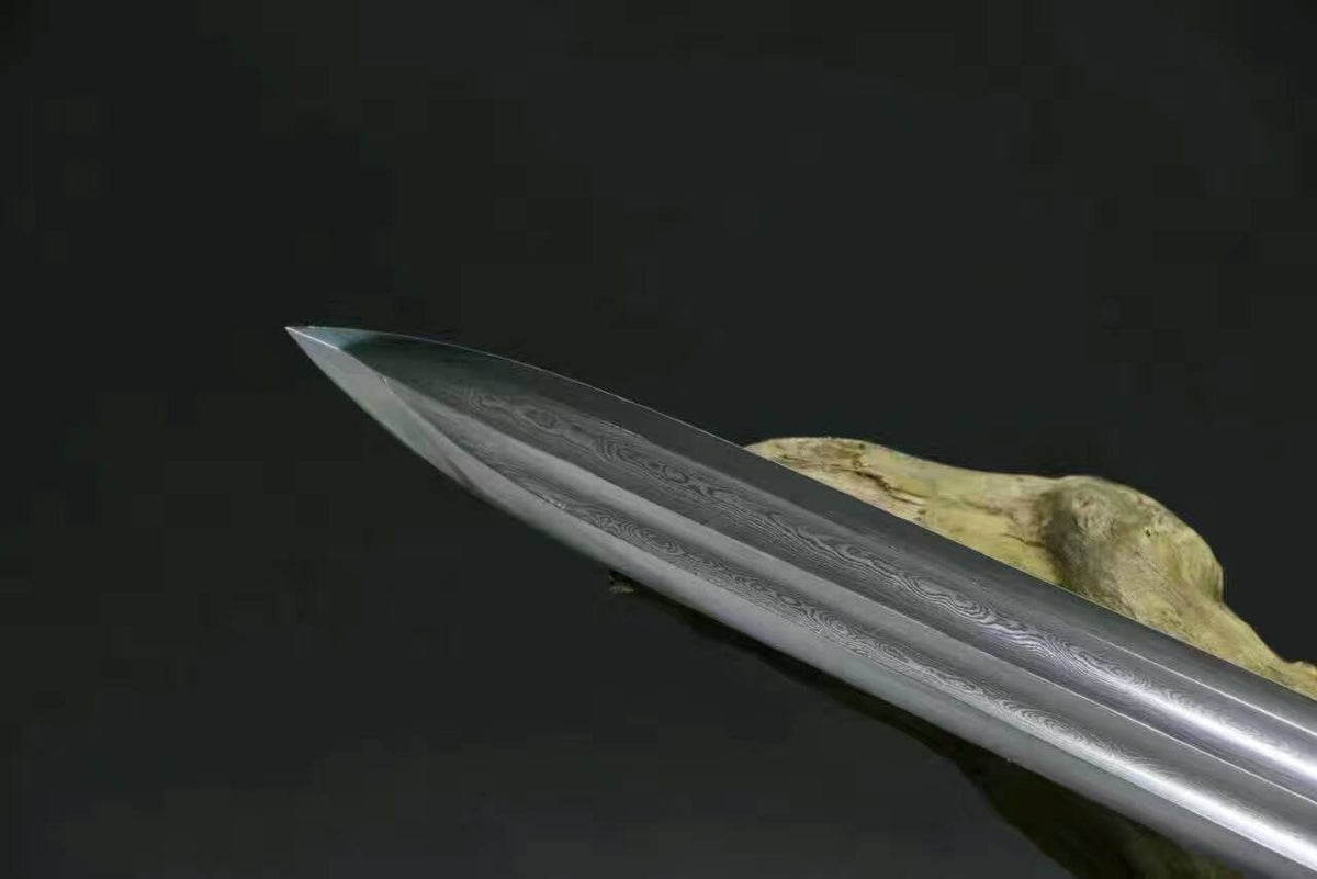 Ruyi sword(Folded steel blade,Alloy fitting,Black wood)Length 31" - Chinese sword shop