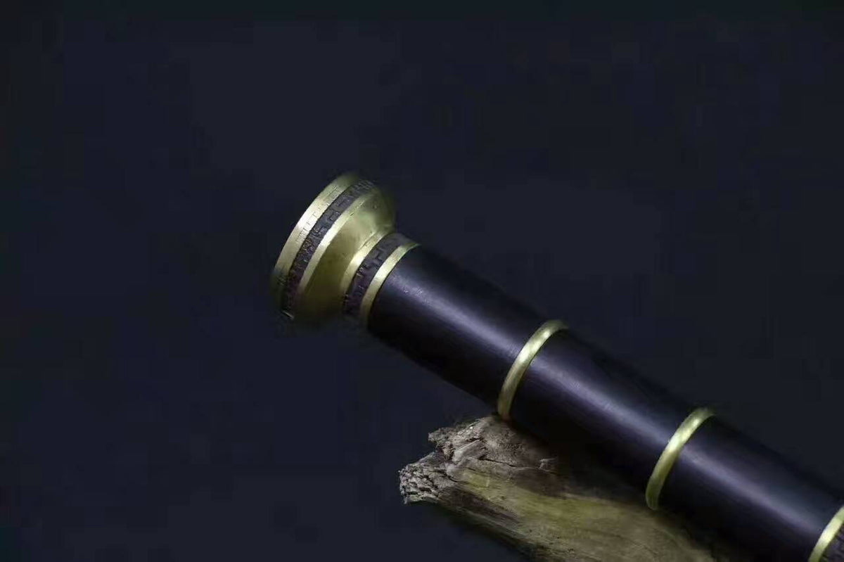Ruyi sword(Folded steel blade,Alloy fitting,Black wood)Length 31" - Chinese sword shop
