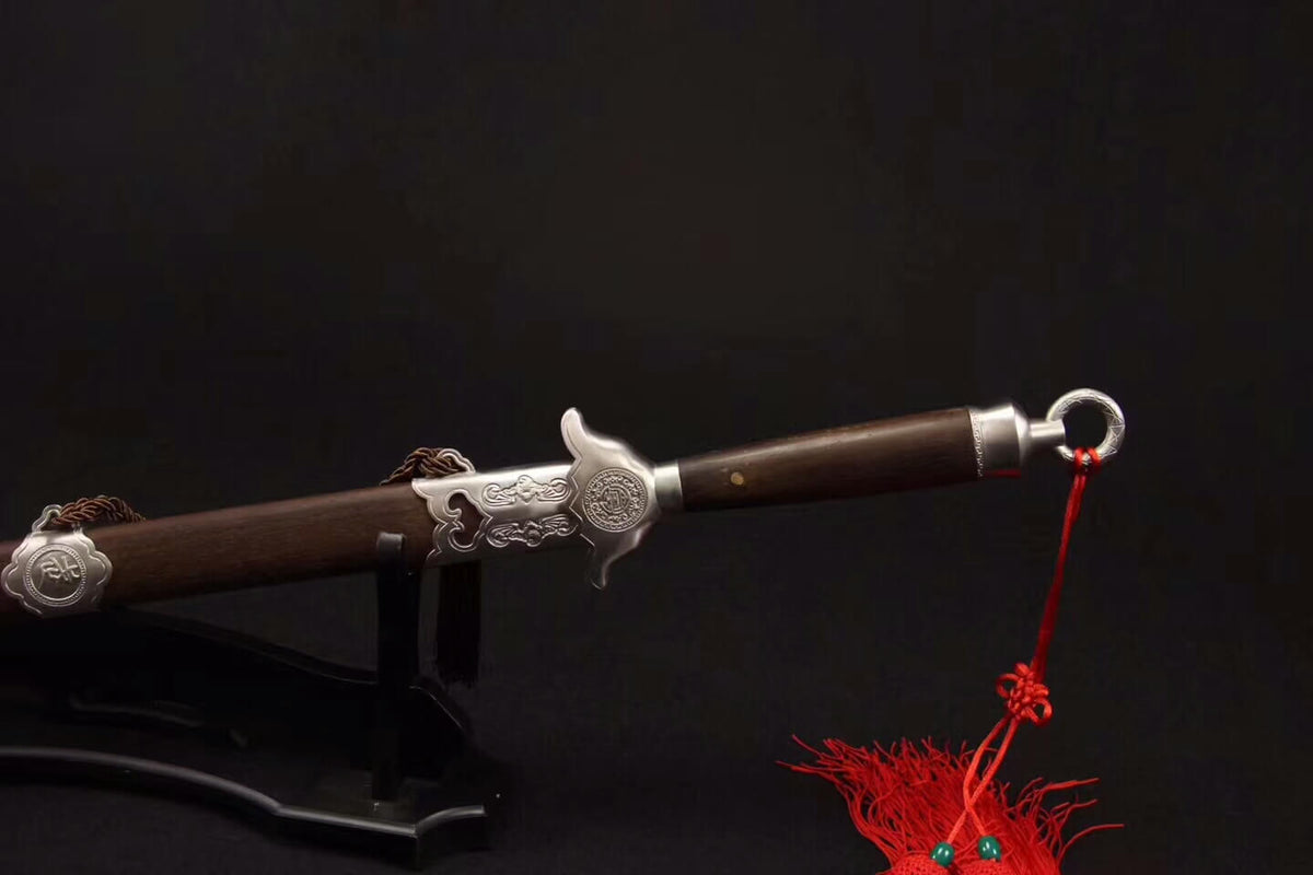 Training sword,Damascus steel blade,Rosewood scabbard,Steel fittings - Chinese sword shop