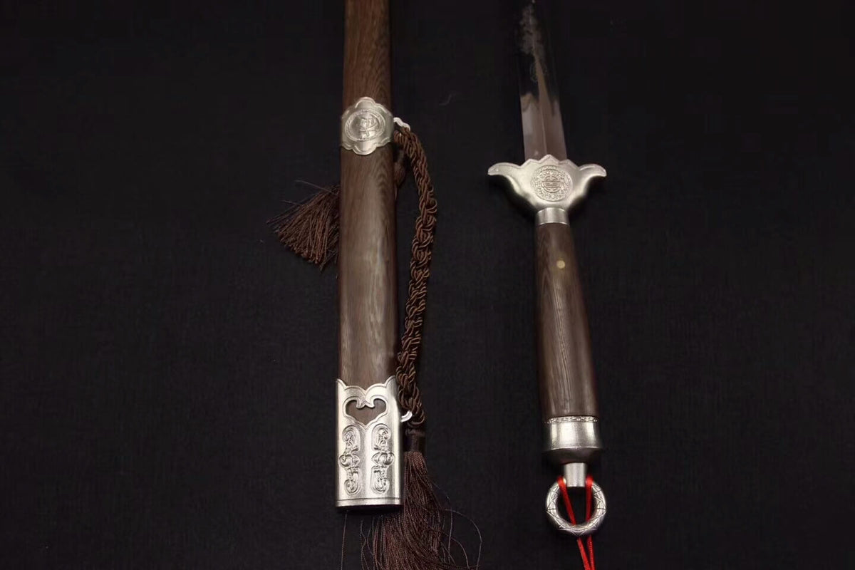 Training sword,Damascus steel blade,Rosewood scabbard,Steel fittings - Chinese sword shop
