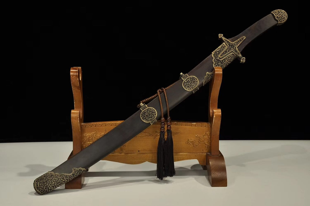 ASTRO KNIFE,SABRE,Damascus steel blade,Brass fittings,Black wood&handmade art - Chinese sword shop