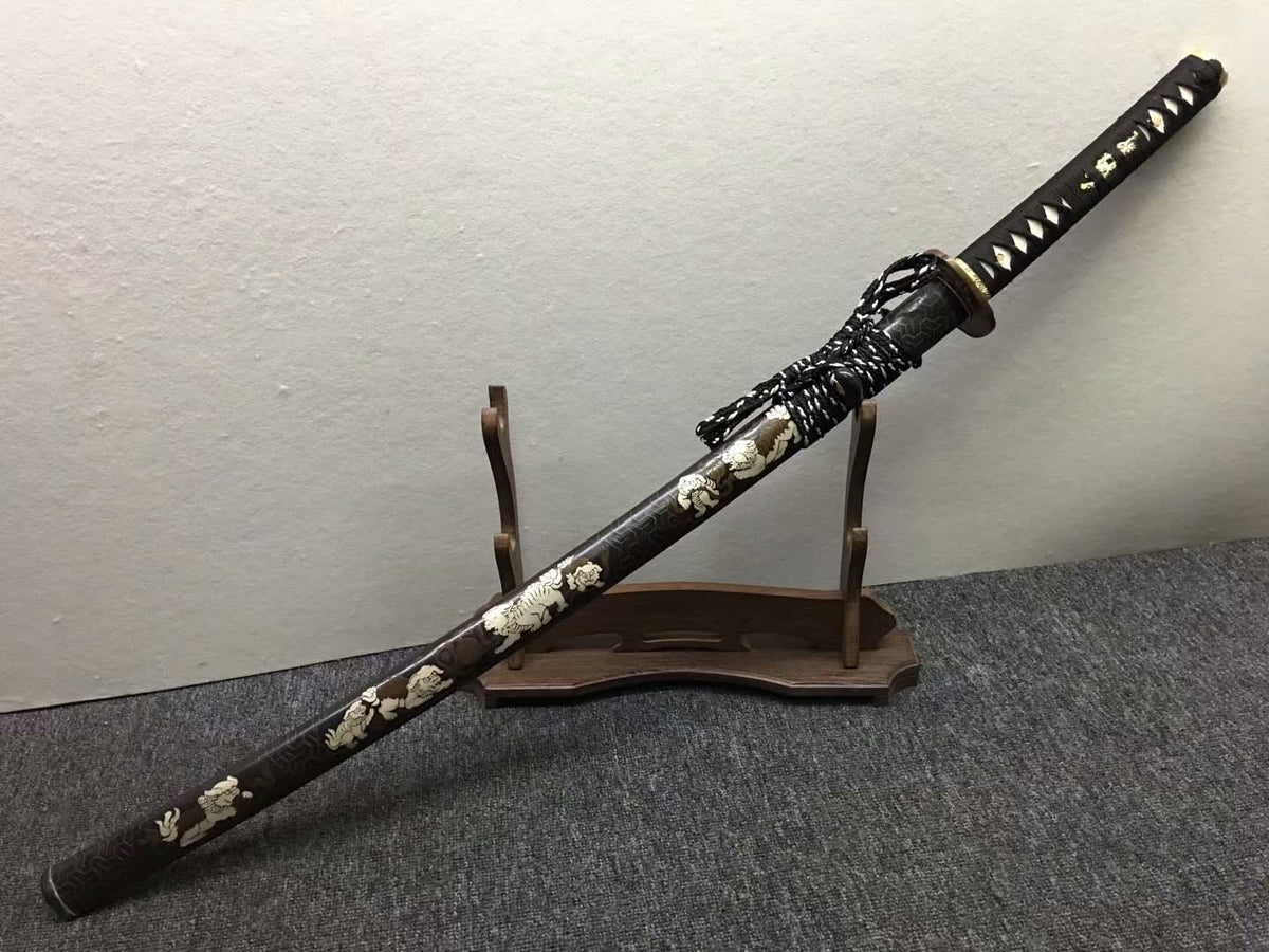 Samurai sword,Hand forged,High carbon steel burn blade,Brass,Full tang,B - Chinese sword shop