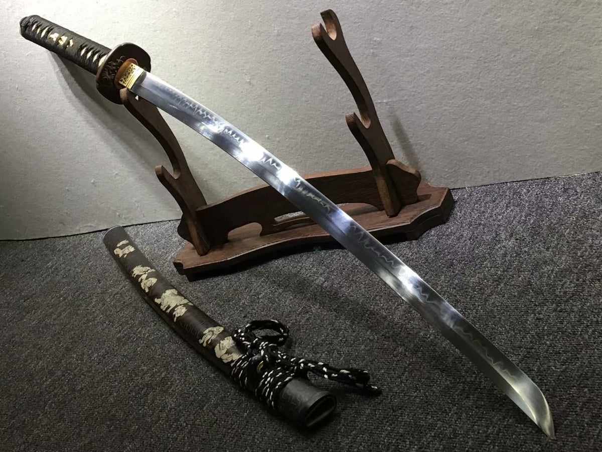 Samurai sword,Hand forged,High carbon steel burn blade,Brass,Full tang,B - Chinese sword shop