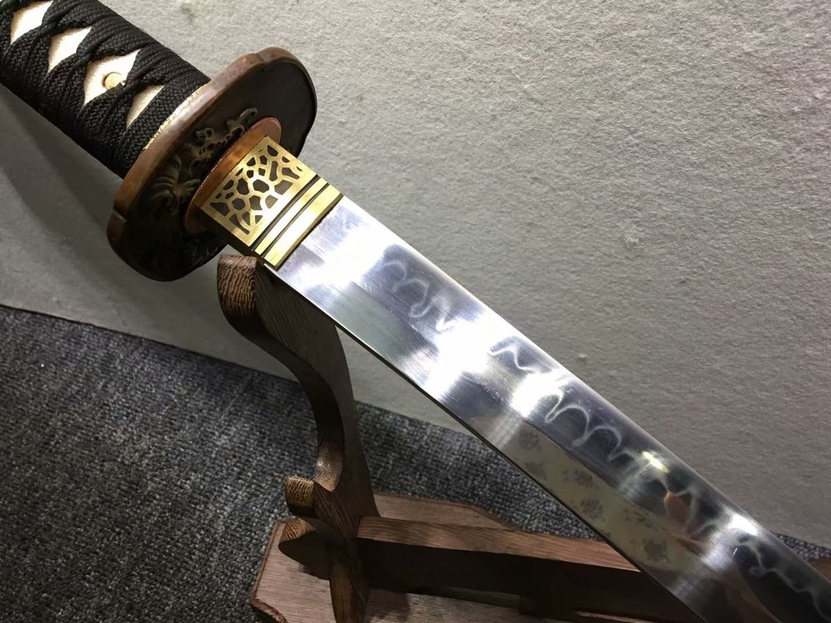 Samurai sword,Hand forged,High carbon steel burn blade,Brass,Full tang,B - Chinese sword shop