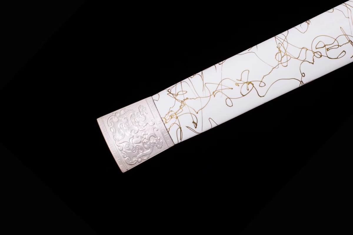 LOONGSWORD,Chinese sword,Han jian,High carbon steel etch blade,Alloy handle,White scabbard