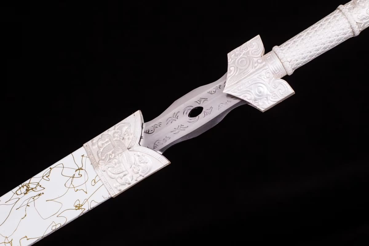 LOONGSWORD,Chinese sword,Han jian,High carbon steel etch blade,Alloy handle,White scabbard