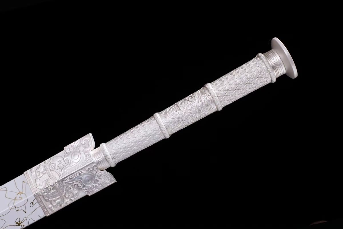 LOONGSWORD,Chinese sword,Han jian,High carbon steel etch blade,Alloy handle,White scabbard