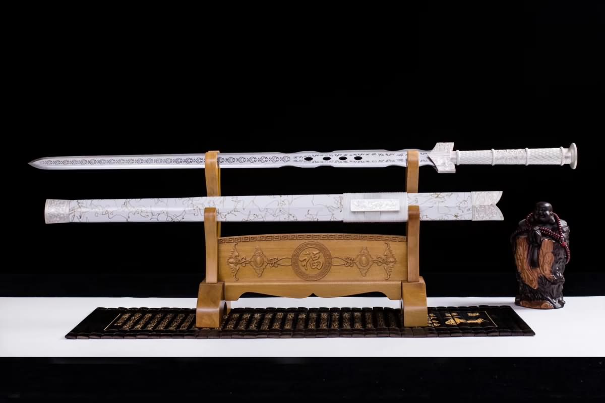 LOONGSWORD,Chinese sword,Han jian,High carbon steel etch blade,Alloy handle,White scabbard