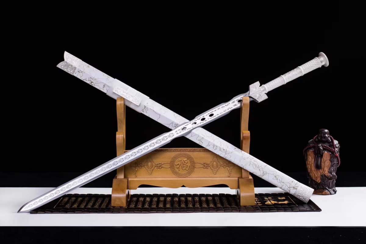 LOONGSWORD,Chinese sword,Han jian,High carbon steel etch blade,Alloy handle,White scabbard