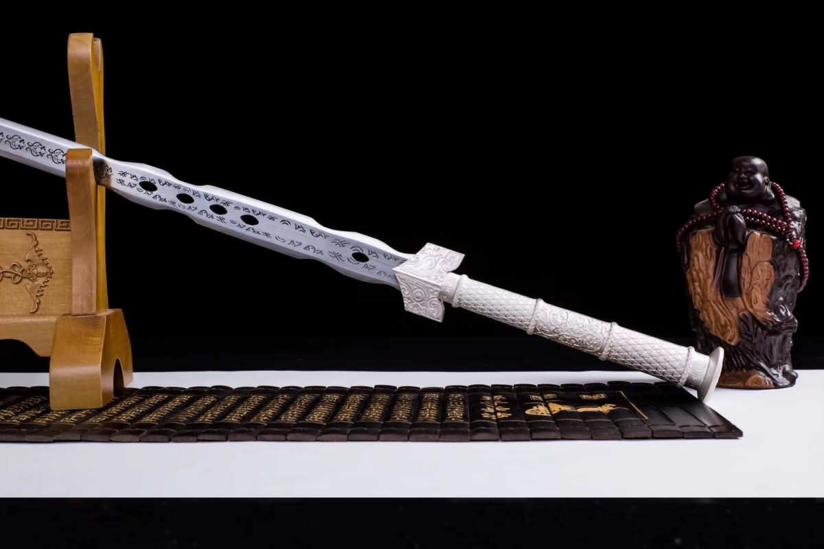 LOONGSWORD,Chinese sword,Han jian,High carbon steel etch blade,Alloy handle,White scabbard