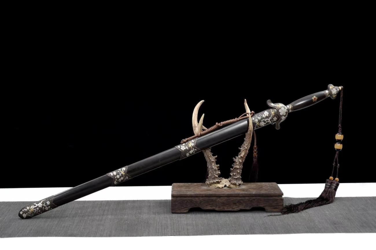 Plum Blossom baojian Damascus Steel Blade Ebony Scabbard chinese sword