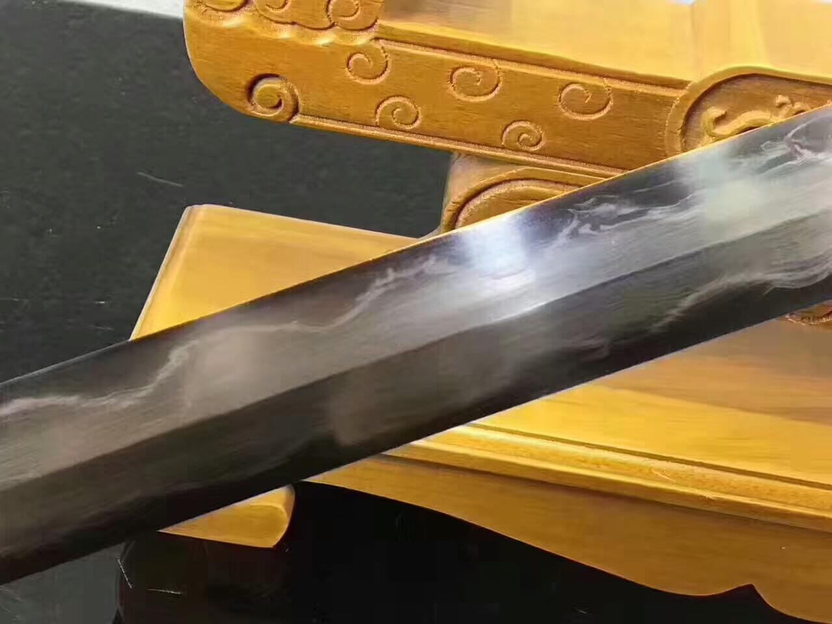 Bats sword,Damascus steel blade,Black scabbard,Brass fittings - Chinese sword shop