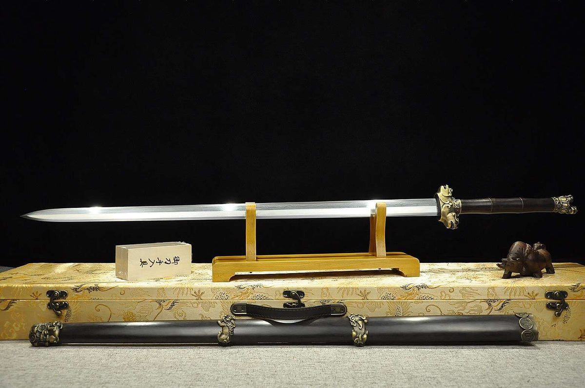 Counteract evil force sword,Damascus steel blade,Ebony Scabbard,Brass fittings - Chinese sword shop