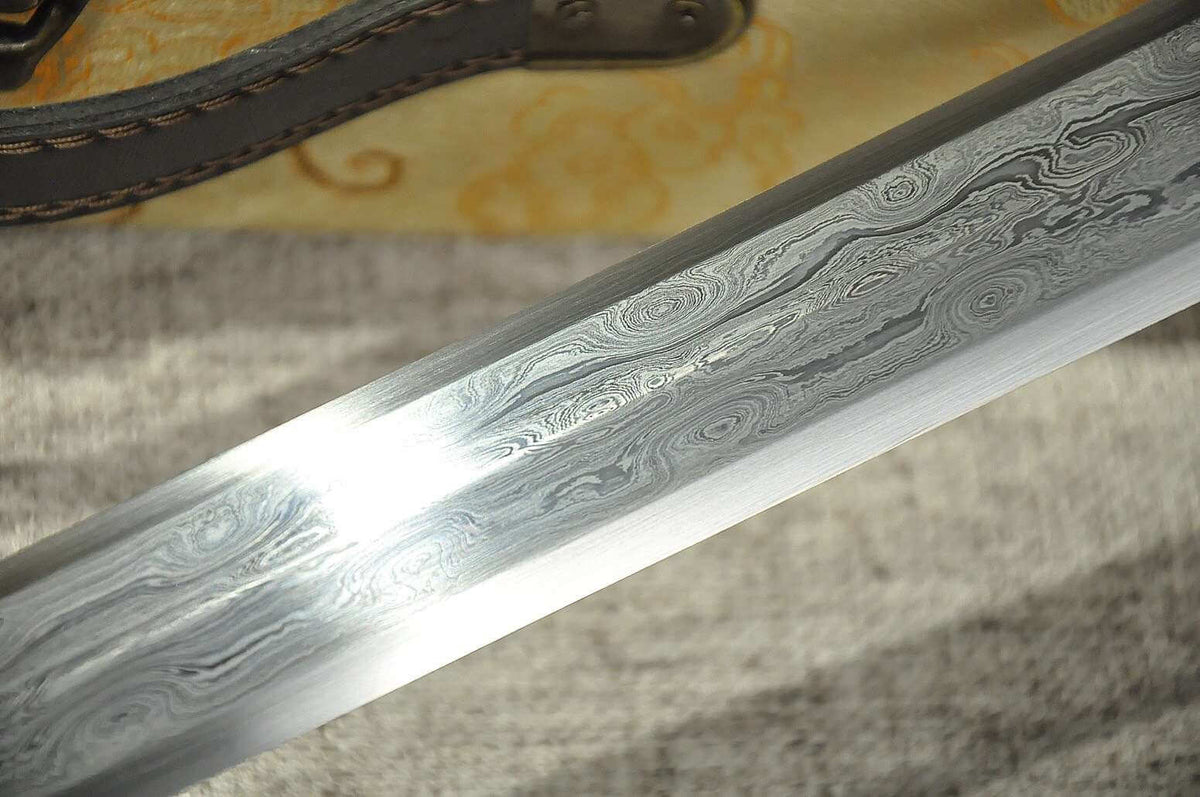 Counteract evil force sword,Damascus steel blade,Ebony Scabbard,Brass fittings - Chinese sword shop
