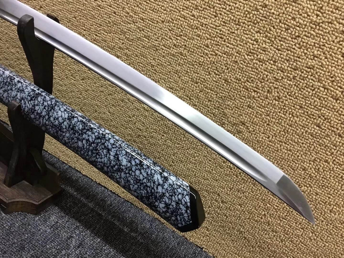 Katana,Medium carbon steel bade,Snowflake black paint scabbard,Alloy fittings - Chinese sword shop