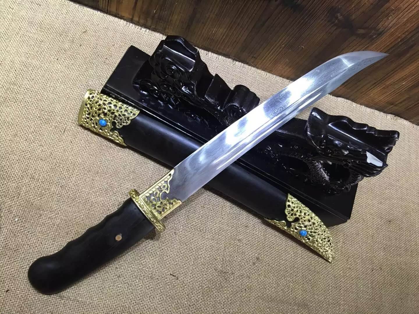 Persian sword,Damascus steel blade,Ebony scabbard,Length 20 inch - Chinese sword shop