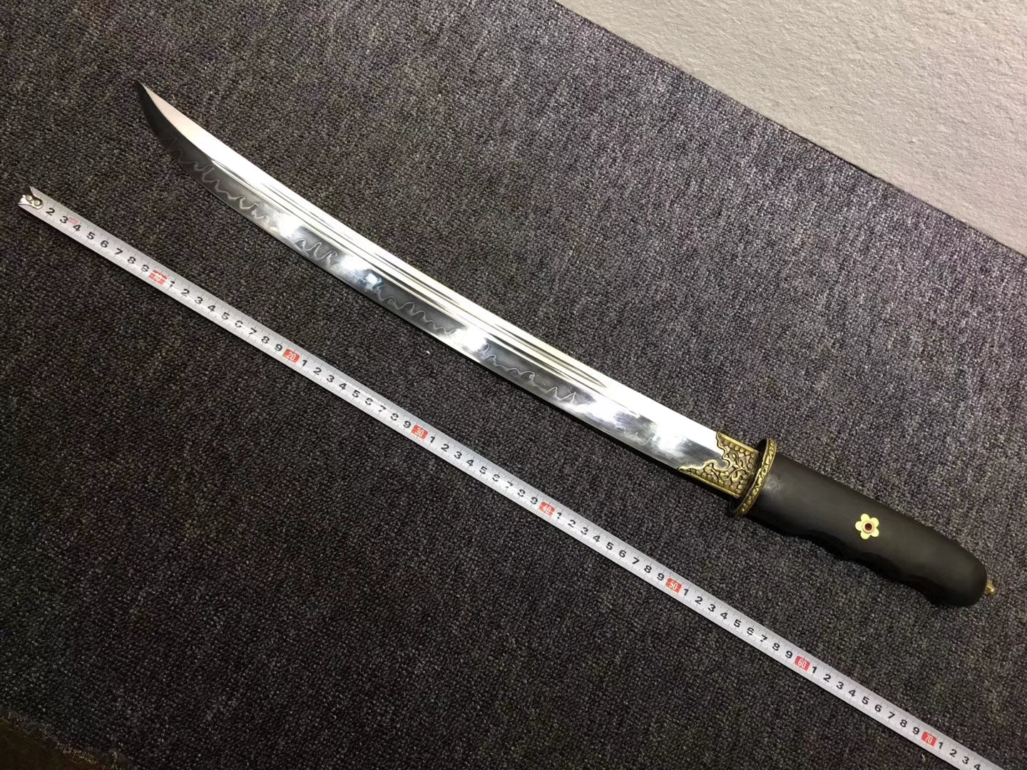 Persian knife,Sabre,High carbon steel burn blade,Ebony,Brass - Chinese sword shop