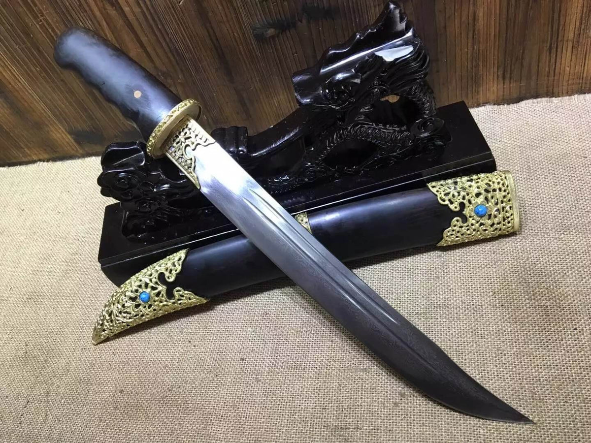 Persian sword,Damascus steel blade,Ebony scabbard,Length 20 inch - Chinese sword shop