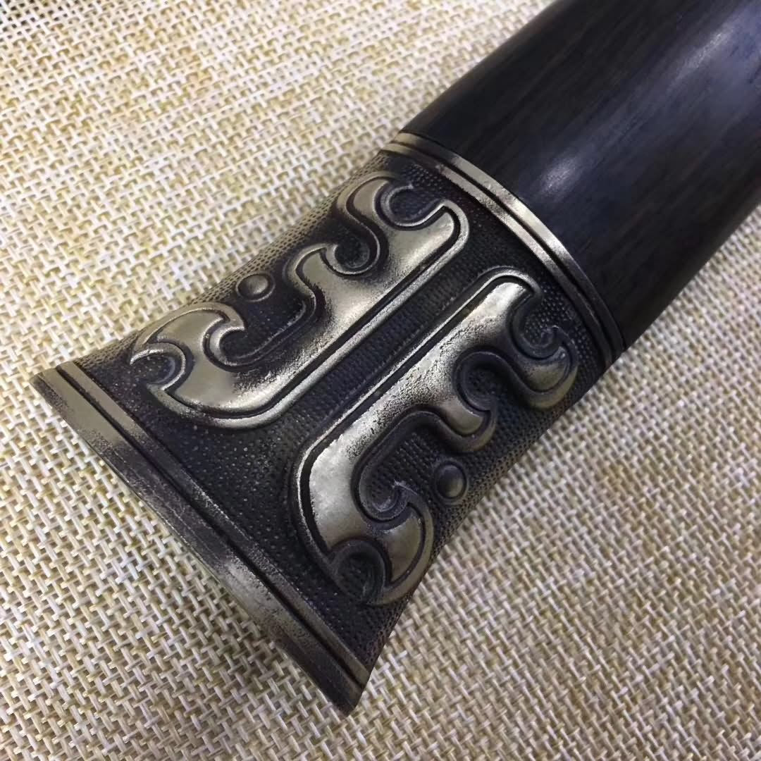 Han sword,Damascus Steel etch blade,Black wood,Brass - Chinese sword shop