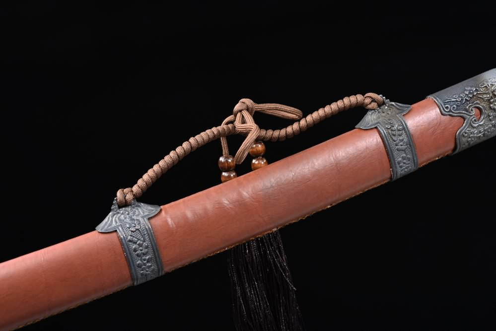 Qing Sword,Broadsword,Forged High Carbon Steel Blade,Leather Scabbard,Battle Ready