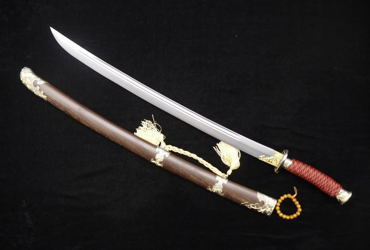 Broadsword/Damascus steel blade/Rosewood scabbard/Alloy fittings/Length 38" - Chinese sword shop