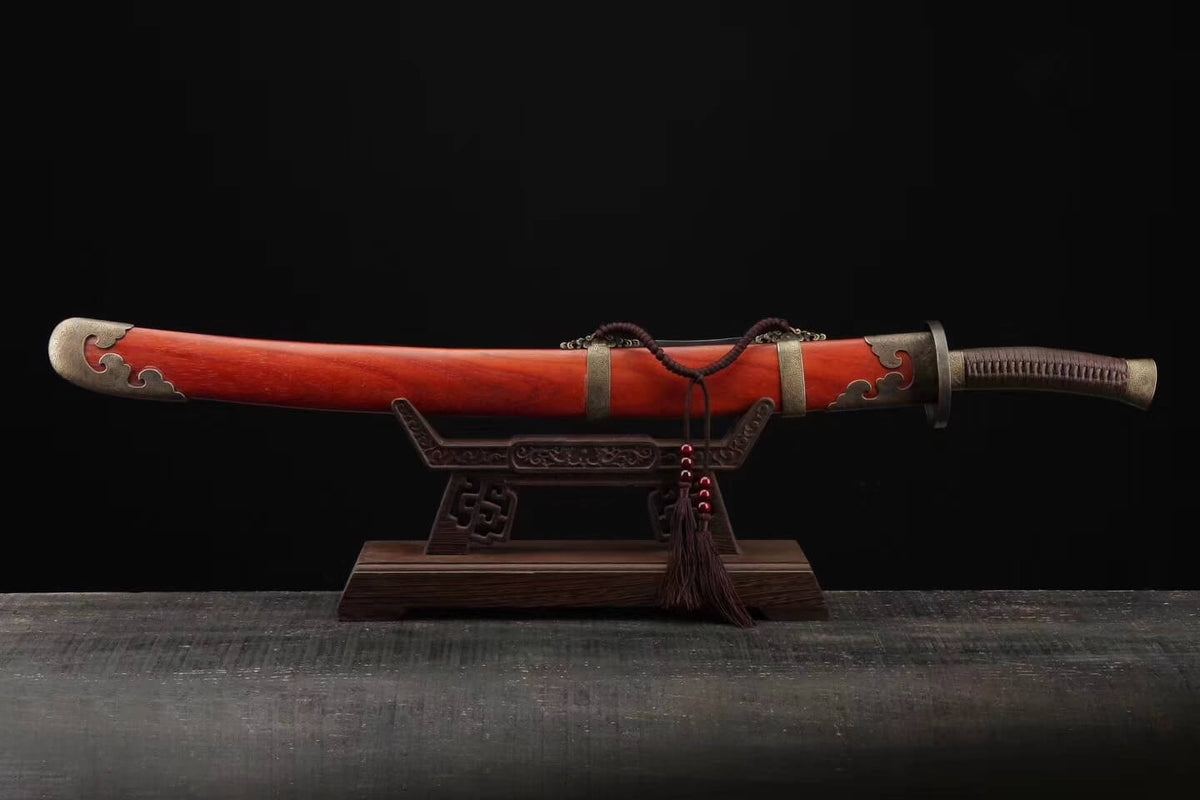 Broadsword,Damascus steel blade,Rosewood scabbard,Brass&Handmade art - Chinese sword shop