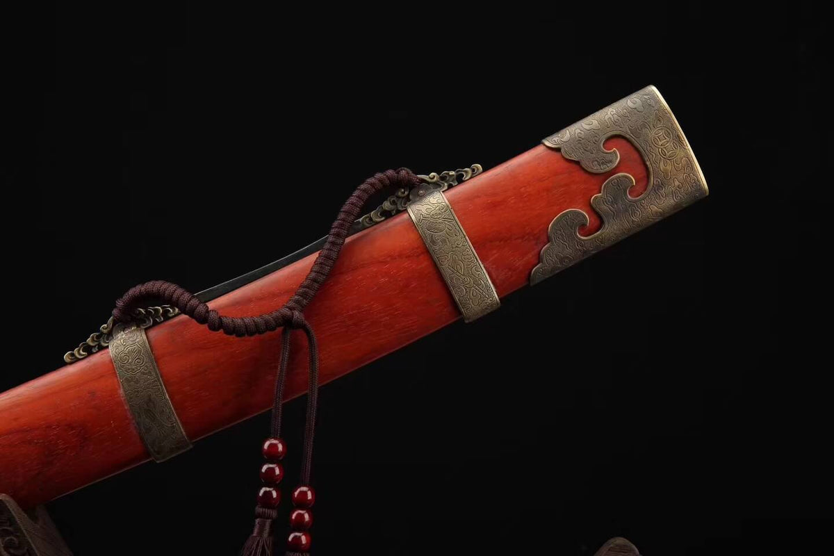 Broadsword,Damascus steel blade,Rosewood scabbard,Brass&Handmade art - Chinese sword shop