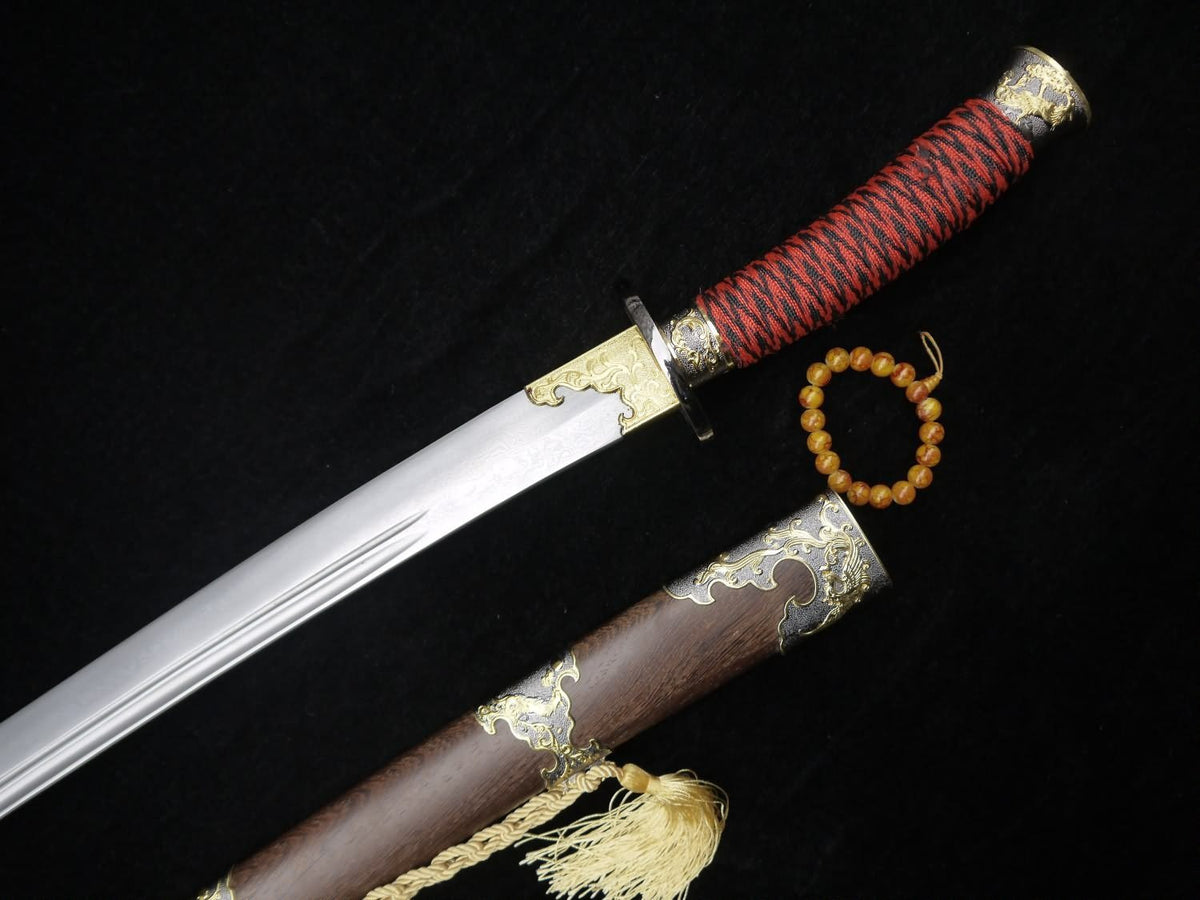 Broadsword/Damascus steel blade/Rosewood scabbard/Alloy fittings/Length 38" - Chinese sword shop