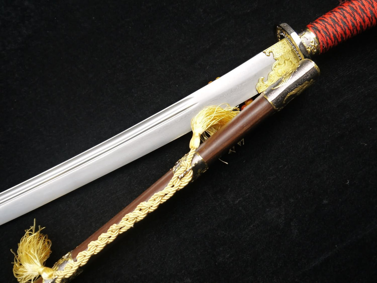 Broadsword/Damascus steel blade/Rosewood scabbard/Alloy fittings/Length 38" - Chinese sword shop