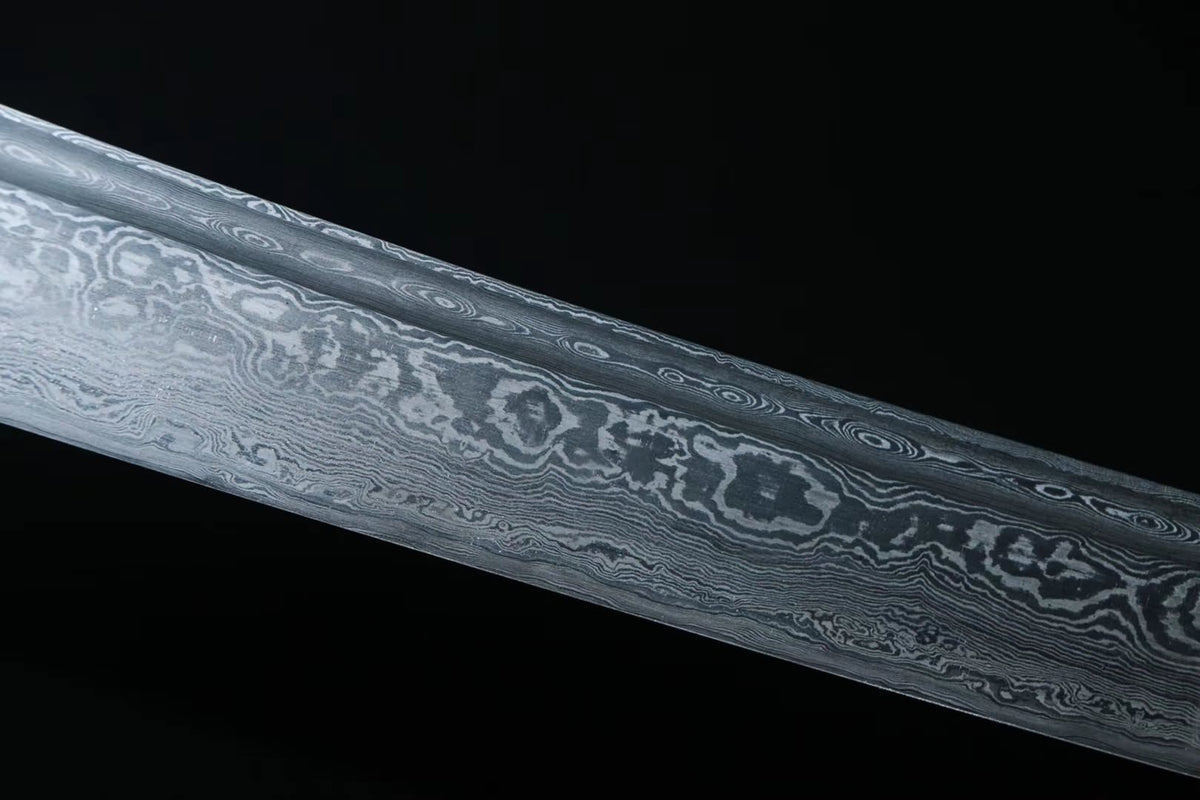 Kangxi sword,Damascus steel blade,Green skin scabbard,Alloy fittings - Chinese sword shop