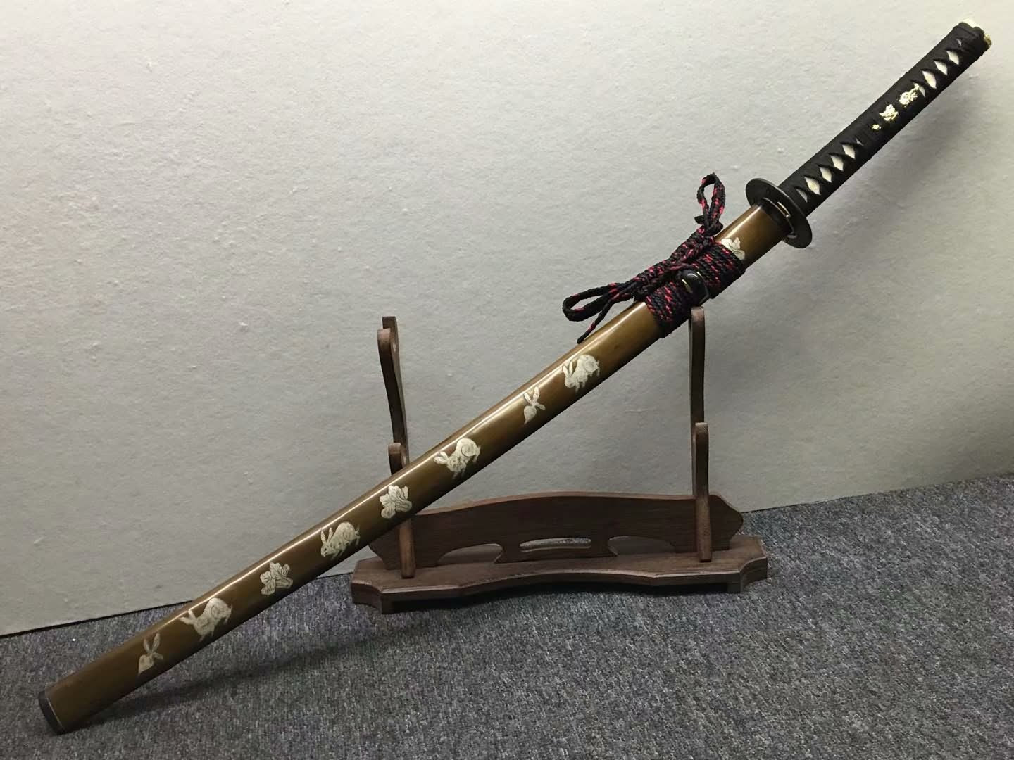 Samurai sword,Handmade,High carbon steel burn blade,Brass,Full tang,C - Chinese sword shop