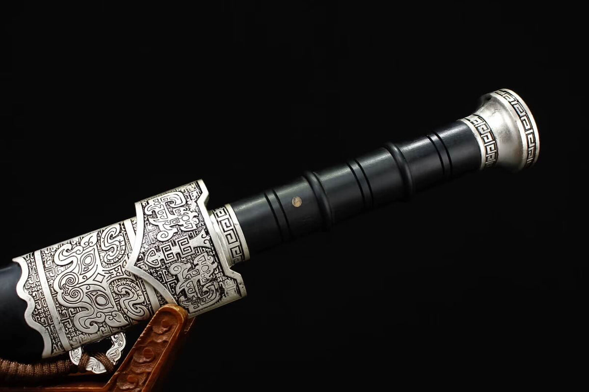 Zhaoyun sword,Folded steel octahedral blade,Black scabbard,Alloy fittings - Chinese sword shop