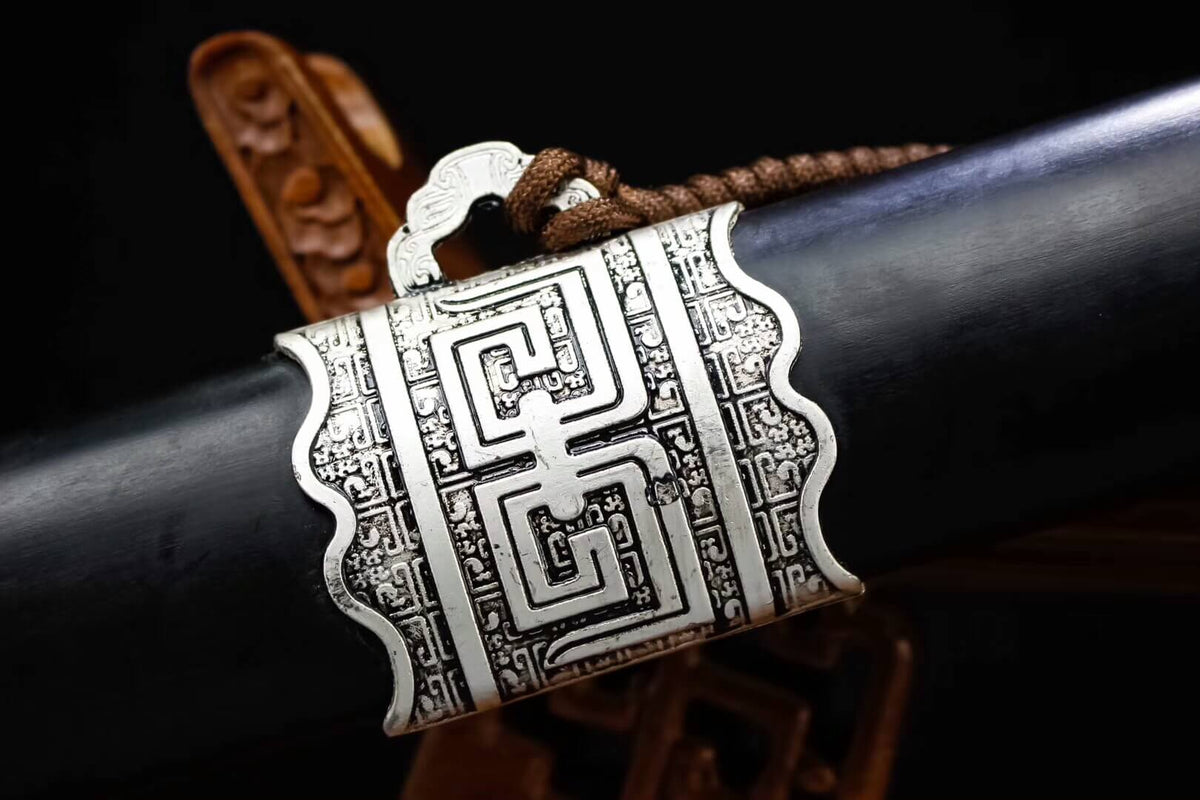 Zhaoyun sword,Folded steel octahedral blade,Black scabbard,Alloy fittings - Chinese sword shop