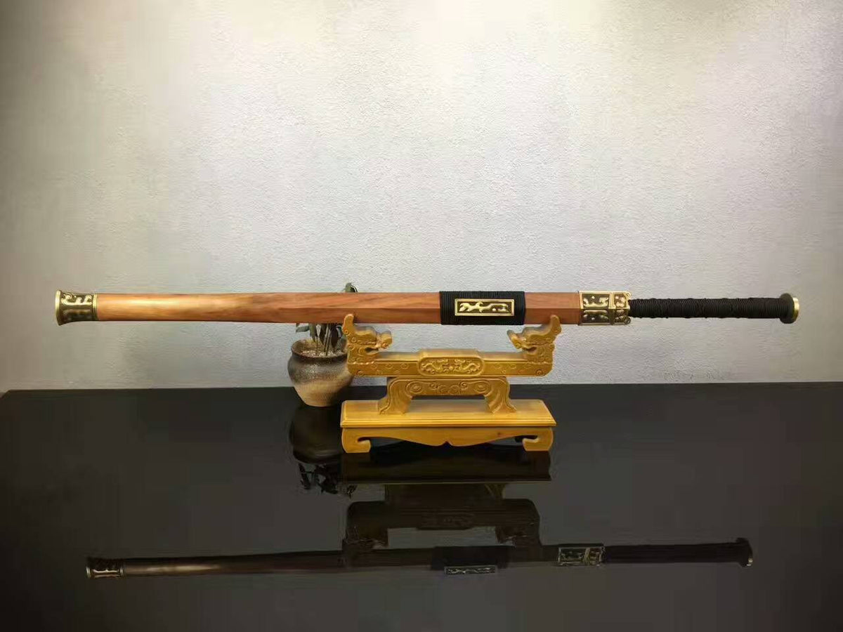 Dragon han sword,Folding steel blade,Acid wooden scabbard/Brass fittings - Chinese sword shop