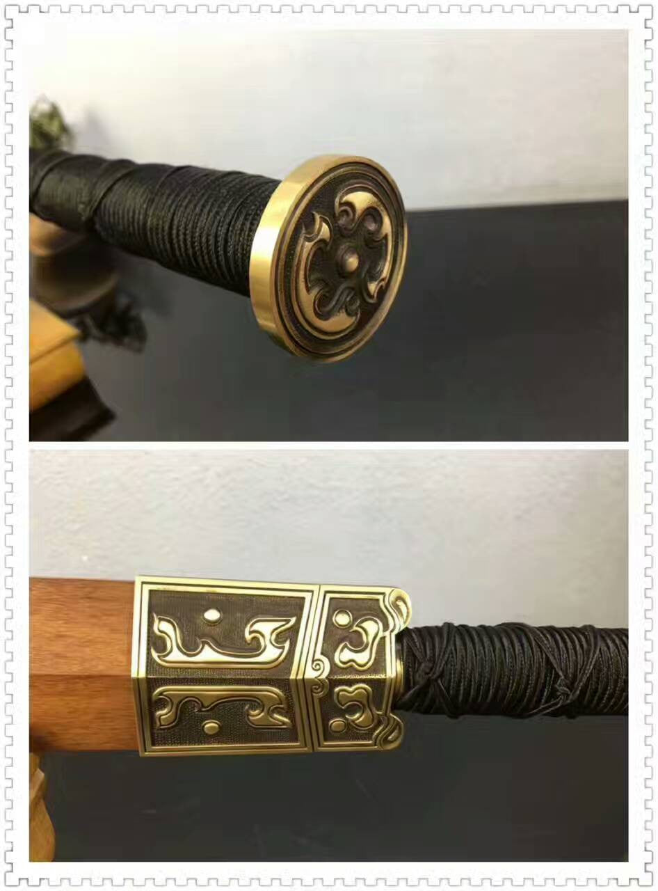 Dragon han sword,Folding steel blade,Acid wooden scabbard/Brass fittings - Chinese sword shop