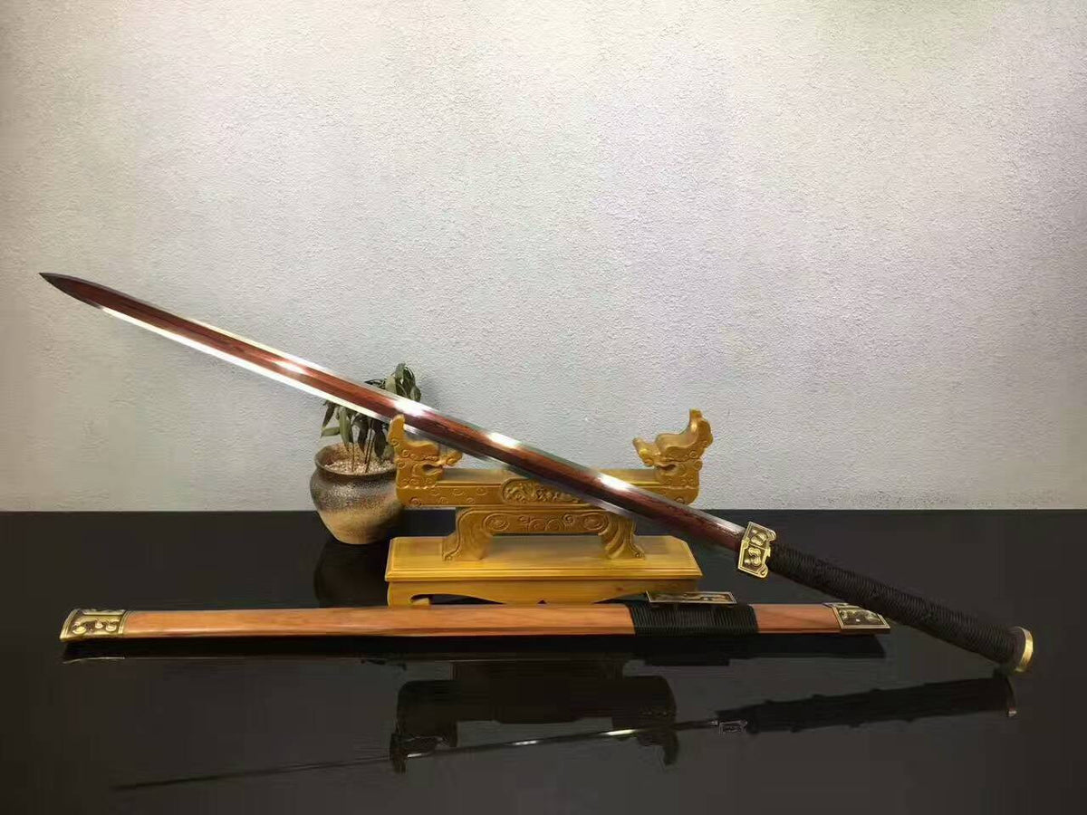 Dragon han sword,Folding steel blade,Acid wooden scabbard/Brass fittings - Chinese sword shop