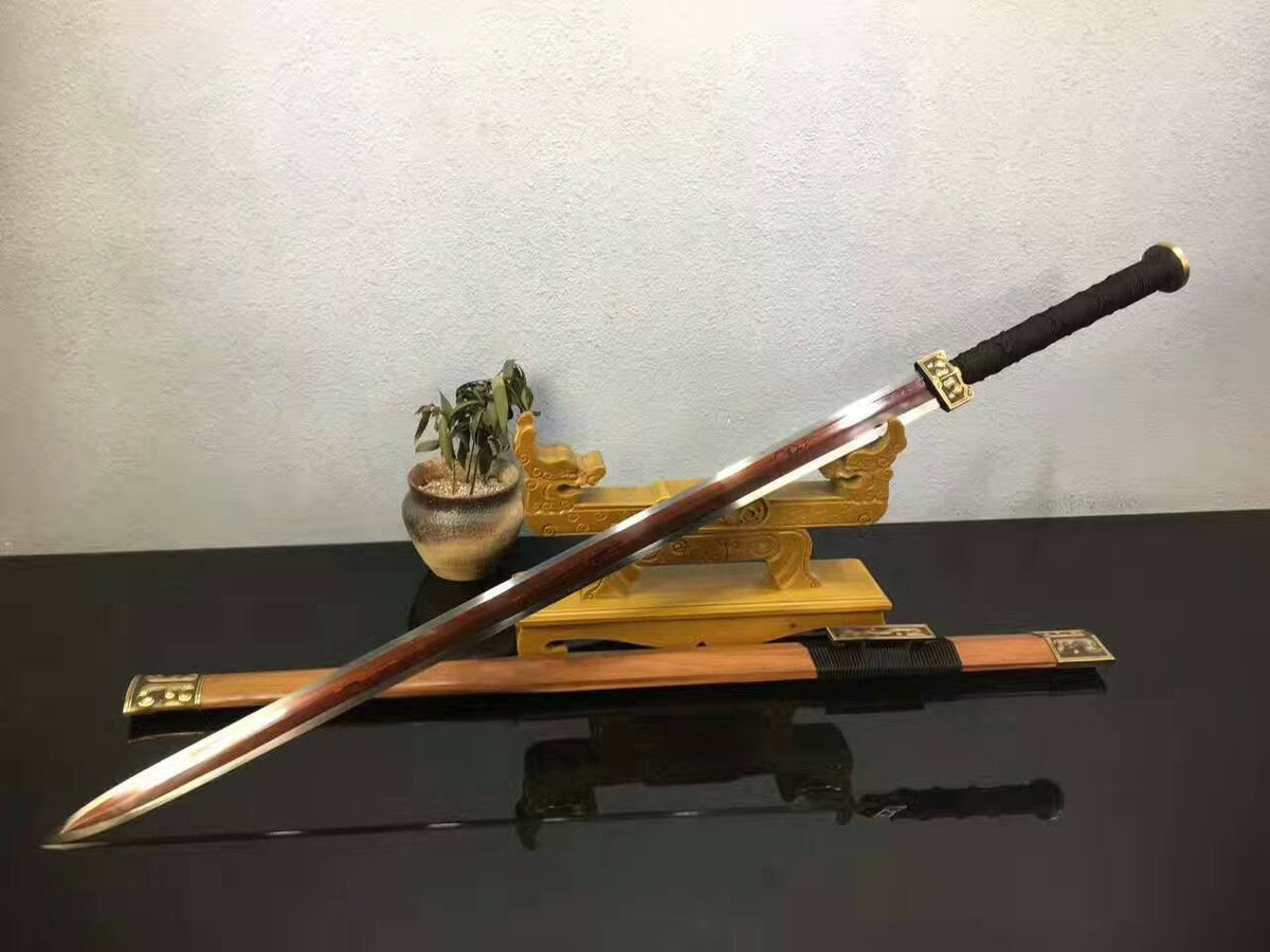 Dragon han sword,Folding steel blade,Acid wooden scabbard/Brass fittings - Chinese sword shop