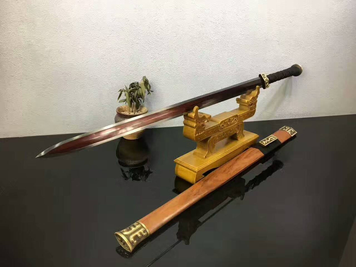Dragon han sword,Folding steel blade,Acid wooden scabbard/Brass fittings - Chinese sword shop