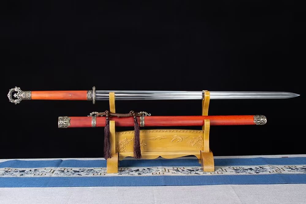 LOONGSWORD,Tang jian,Battle Ready,Forged High Manganese Steel Blades,Redwood Scabbard