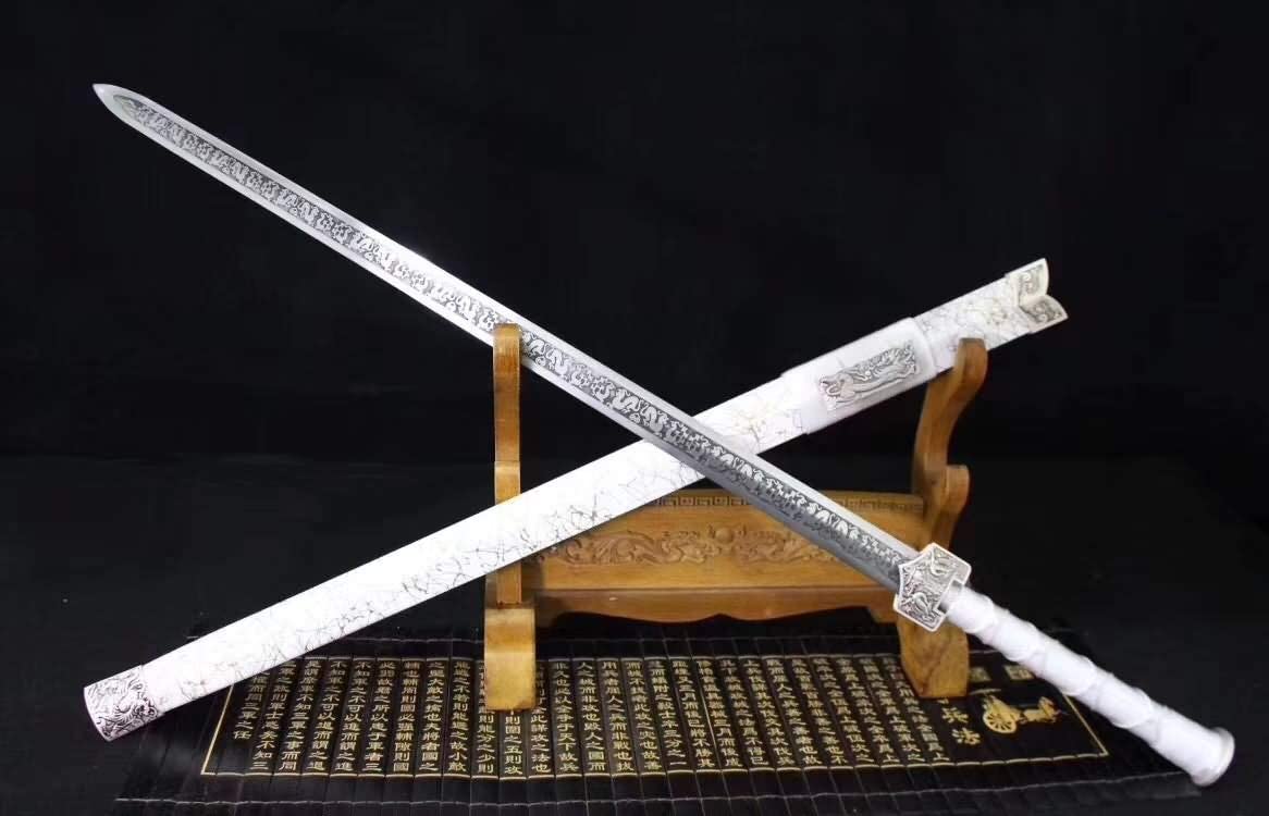 Han sword,Medium carbon steel etch blade,White scabbard - Chinese Sword store