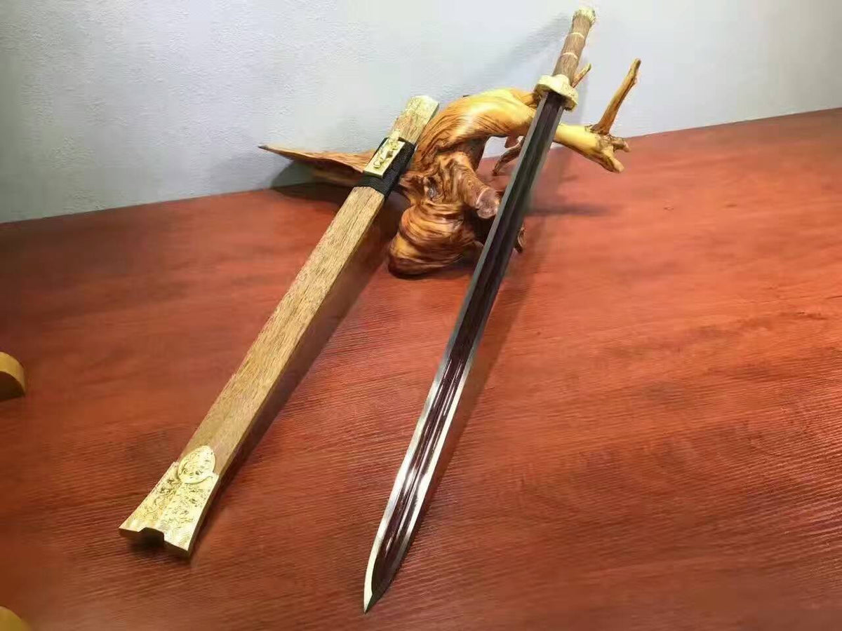 Han sword(Damascus steel red blade,Rosewood scabbard,Brass fittings)Length 42" - Chinese sword shop