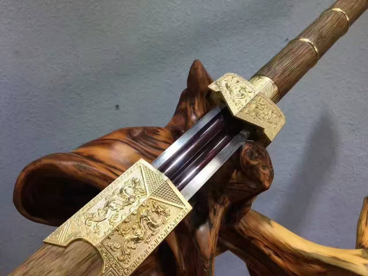 Han sword(Damascus steel red blade,Rosewood scabbard,Brass fittings)Length 42" - Chinese sword shop