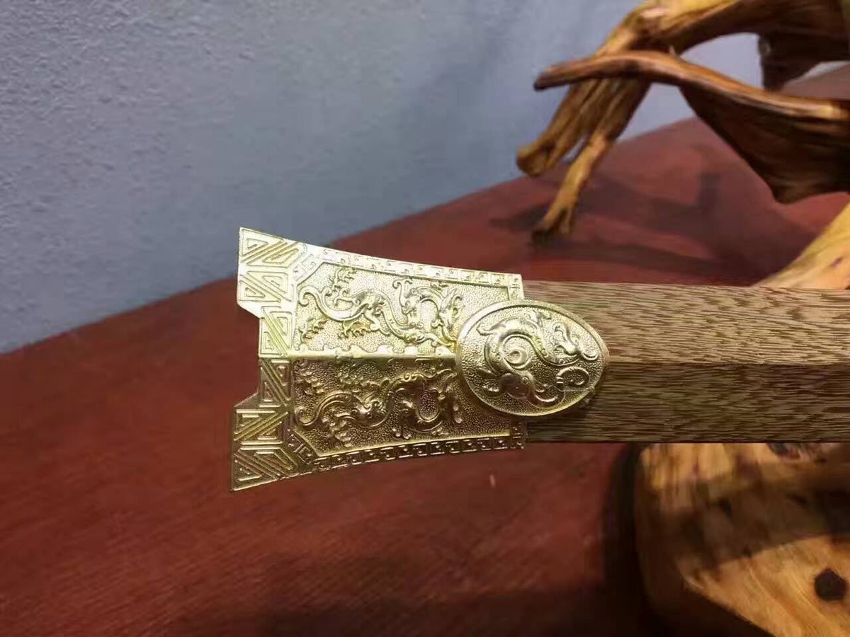 Han sword(Damascus steel red blade,Rosewood scabbard,Brass fittings)Length 42" - Chinese sword shop