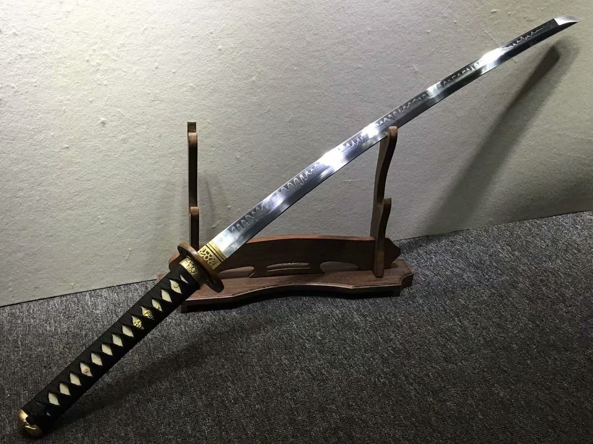 Katana,Handmade,High carbon steel burn blade,Brass,Full tang,D - Chinese sword shop