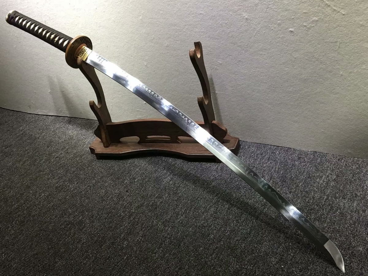 Katana,Handmade,High carbon steel burn blade,Brass,Full tang,D - Chinese sword shop