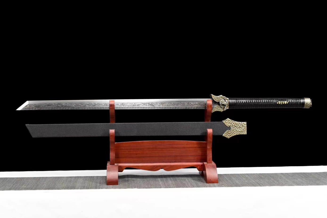 Black Gold Ancient Sabre Swords Real Forged high Carbon Steel Etch Blade,LOONGSWORD