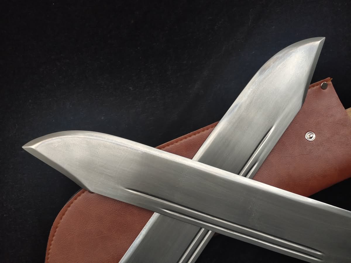 WING CHUN Bart Cham Dao/Damascus steel blade/Brown Leather Sheath - Chinese Sword store