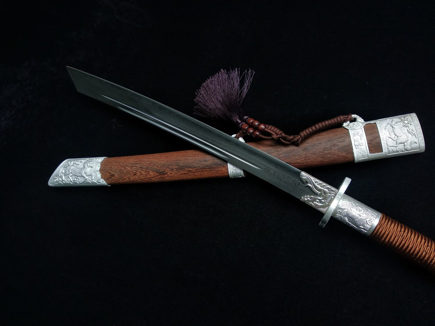Kangxi Dao,Broadsword,High carbon steel burn Blade,Rosewood - Chinese sword shop