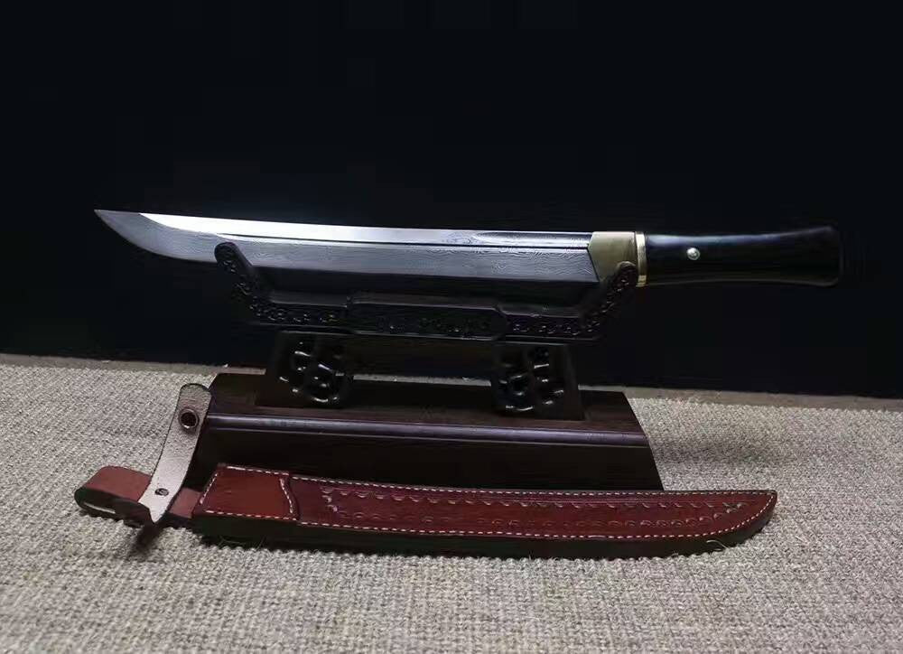 Dagger sword,Folding steel blade,Cowhide scabbard,Length 18 inch - Chinese sword shop